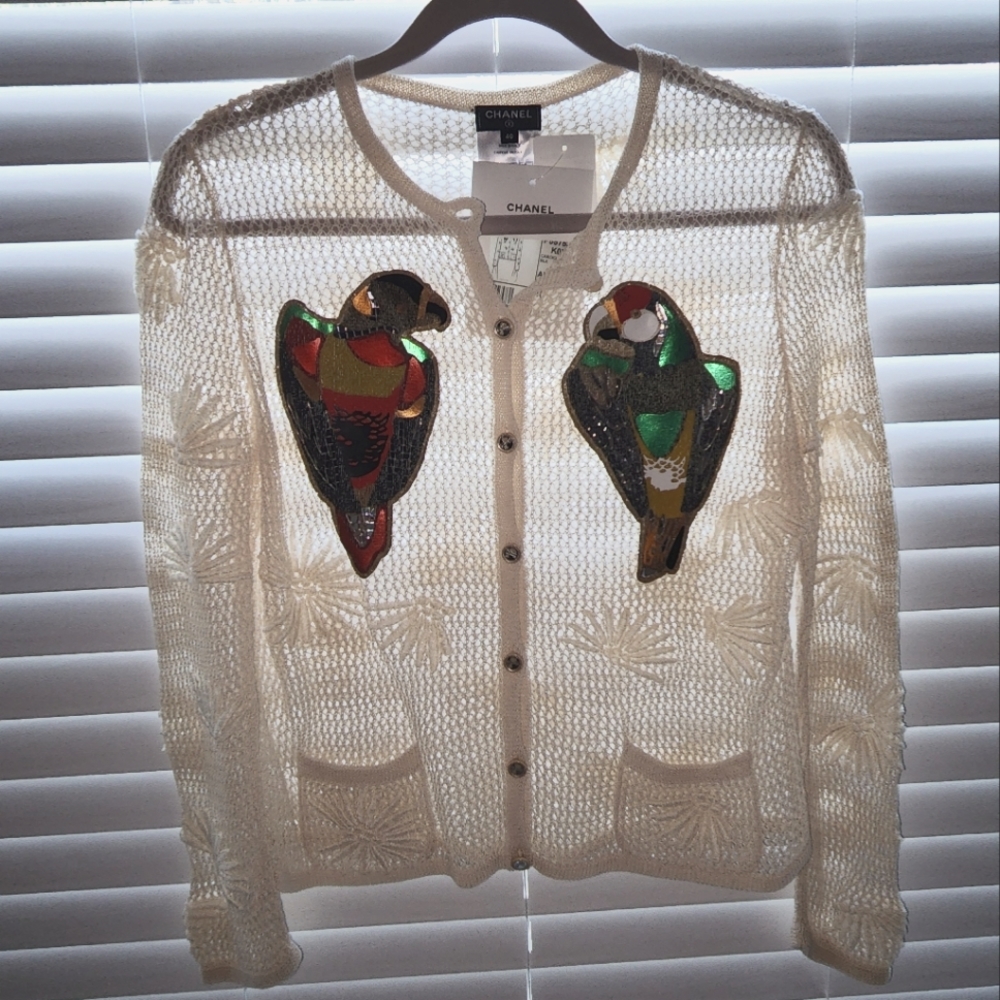 Chanel Cream Cuba Silk Cardigan